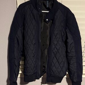 Zara Man Navy Blue Quilted Racer Jacket